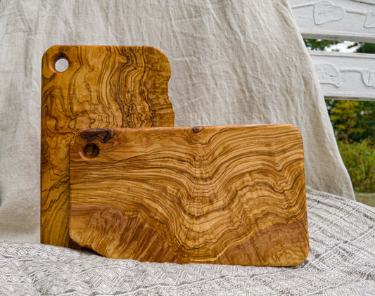 Olive Wood Live Edge Slab Cutting Board