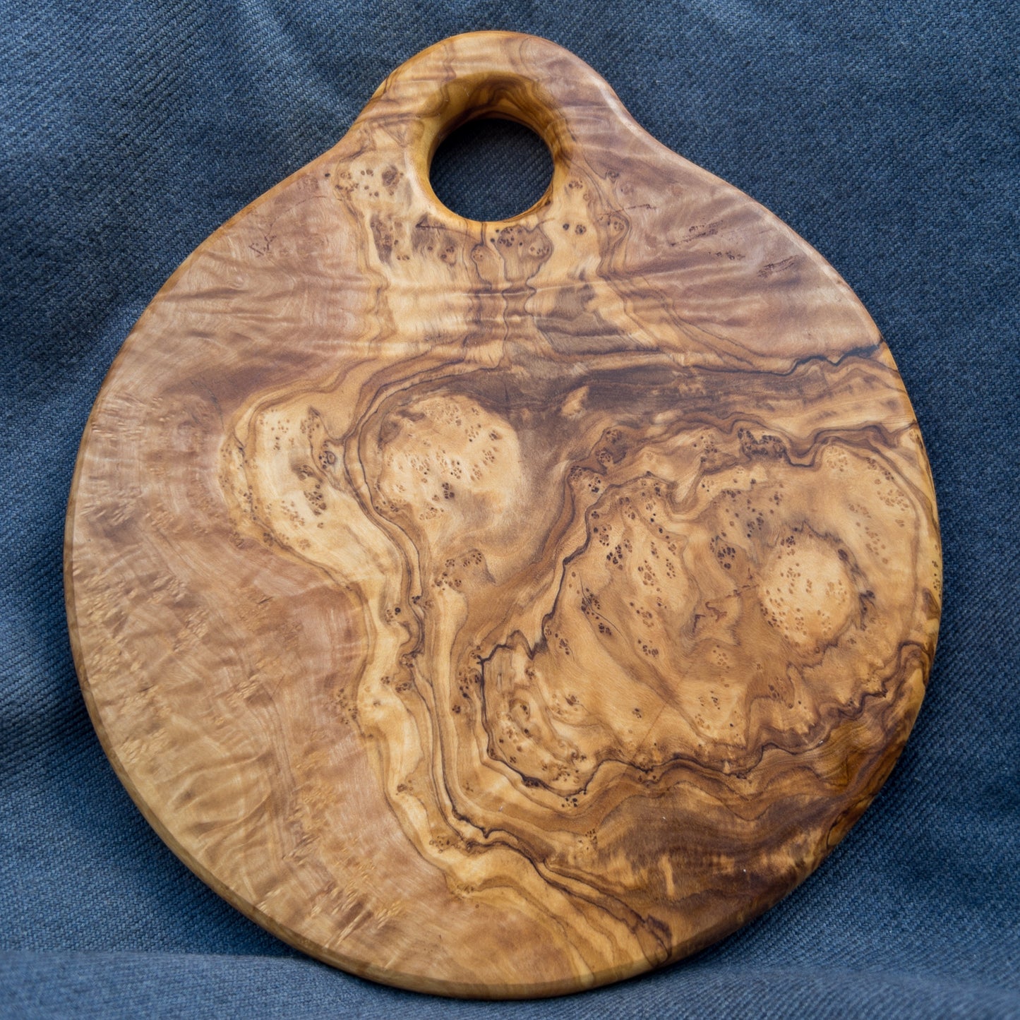 Round Olive Wood Cue Ball Cutting Board