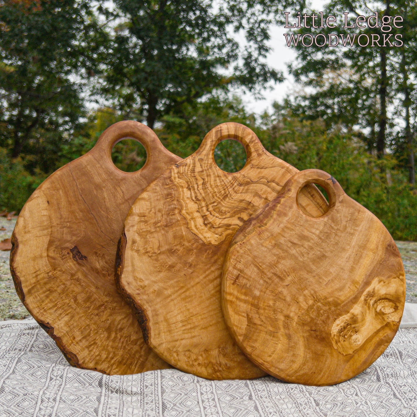 Round Olive Wood Cue Ball Cutting Board