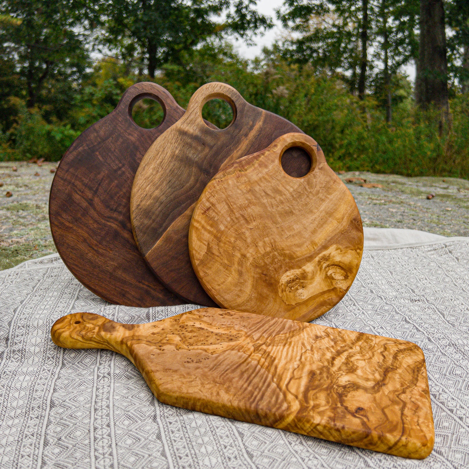 Round Olive Wood Cue Ball Cutting Board Little Ledge Woodworks round-olive-wood-cue-ball-cutting-board-little-ledge-woodworks